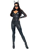 Catwoman, costume catsuit, keyhole, fishnet sleeves